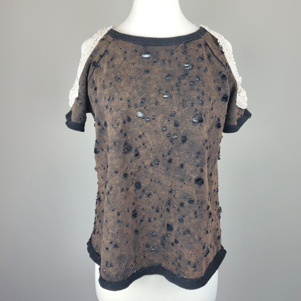 Hayden Distressed Crochet Detail Top